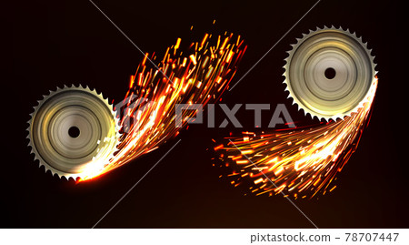 Circular saw blades with sparks, metal work fire - Stock Illustration ...