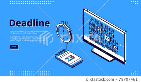 Deadline, time management isometric landing page Deadline, time management isometric landing page 78707461