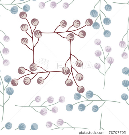 Vintage seamless organic pattern with purple and blue colored berry branch print. Isolated backdrop. Vintage seamless organic pattern with purple and blue colored berry branch print. Isolated backdrop. 78707705