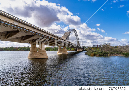 The Lusitania Bridge over the Guadiana River in Merida, Extremadura, Spain The Lusitania Bridge over the Guadiana River in Merida, Extremadura, Spain 78707822