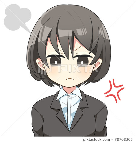 Female bust-up illustration in a recruitment suit gets angry 78708305