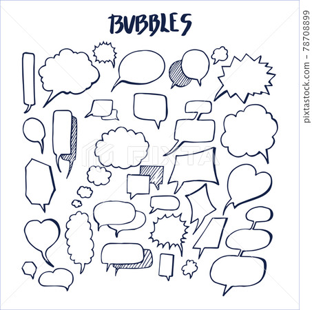 Set of Hand Drawn Bubbles Vector Illustration - Stock Illustration ...