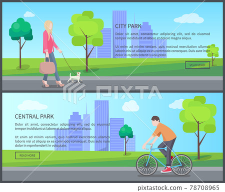Central City Park Color Banner Vector Illustration Central City Park Color Banner Vector Illustration 78708965