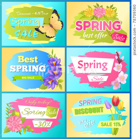 Best Offer Spring Sale Advert Labels Flowers Set 78709360