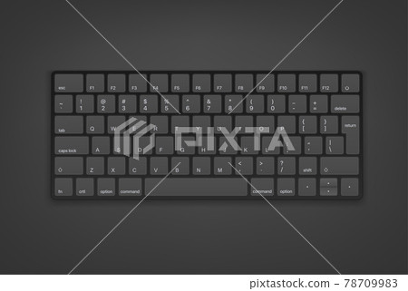 Black keyboard with english keys. Object isolated on white background Black keyboard with english keys. Object isolated on white background 78709983