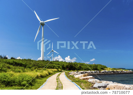 The wind power plant, energy systems, renewable energy on the coast of Penghu, Taiwan. 78710077