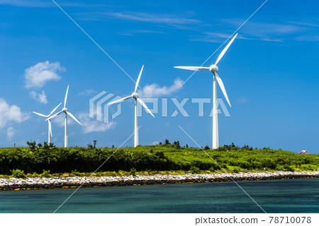 The wind power plant, energy systems, renewable energy on the coast of Penghu, Taiwan. 78710078