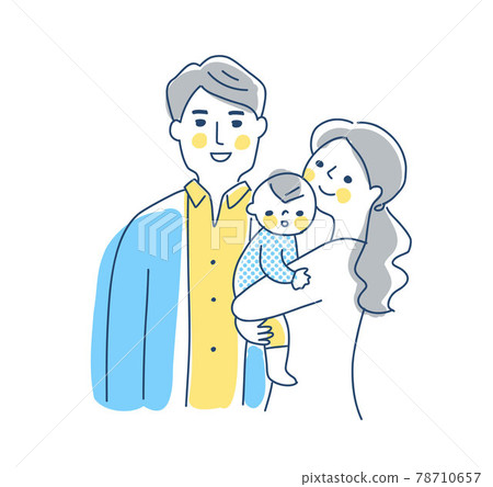 Family: Mom and dad holding a baby, upper body 78710657