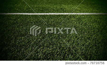 soccer field for championship.The marking of the football field on the green grass. White line. Football field area. Dark vignetting around the edges soccer field for championship.The marking of the football field on the green grass. White line. Football field area. Dark vignetting around the edges 78710756