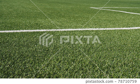 soccer field for championship.The marking of the football field on the green grass. White line. Football field area. soccer field for championship.The marking of the football field on the green grass. White line. Football field area. 78710759