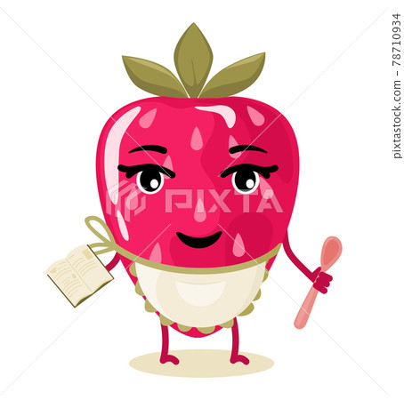 Strawberry berry character, stylized chef. Animated cartoon character. 78710934