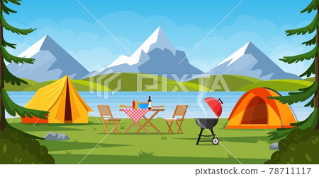 Cartoon tourist camp Cartoon tourist camp 78711117