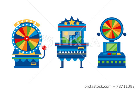 Set of Retro Game Slot Machines, Gambling, Casino Concept Cartoon Vector Illustration Set of Retro Game Slot Machines, Gambling, Casino Concept Cartoon Vector Illustration 78711392
