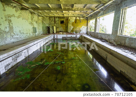 Abandoned school swimming pool in ghost town Pripyat Chornobyl Zone 78712105