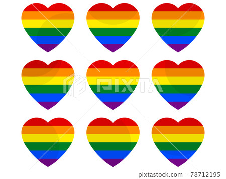 Hearts with LGBT rainbow flag, icon set. LGBT flag. Festival of sexual minorities, gays and lesbians, transgender people. Design for banner and poster. Vector illustration Hearts with LGBT rainbow flag, icon set. LGBT flag. Festival of sexual minorities, gays and lesbians, transgender people. Design for banner and poster. Vector illustration 78712195