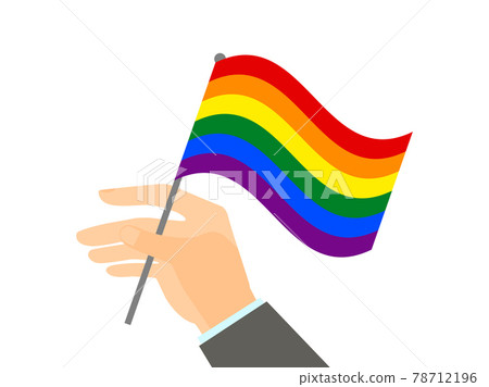 Hand holding LGBT rainbow flag. Tolerance and love. Festival of sexual minorities, gays and lesbians, transgender people. Design for banner and  poster. Vector illustration 78712196
