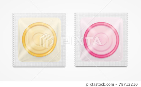 Realistic Detailed 3d Different Color Condom Set. Vector 78712210