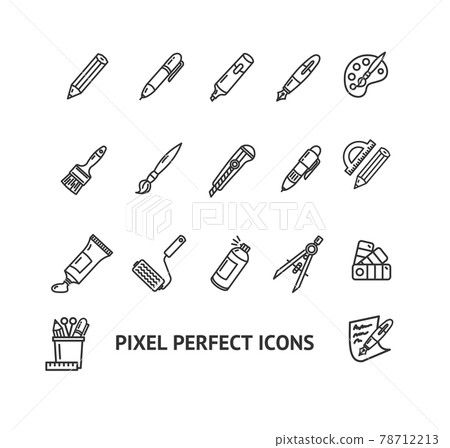 Brushes and Painting Sign Thin Line Icon Set. Vector Brushes and Painting Sign Thin Line Icon Set. Vector 78712213