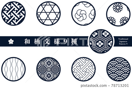 A set of 9 traditional Japanese patterns 78713201