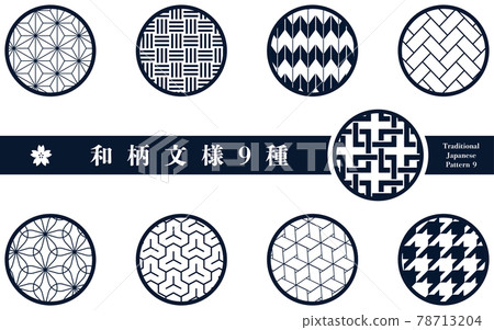 一套 9 種日本傳統圖案 78713204