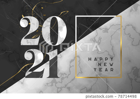 Happy New Year 2021 black white marble card Happy New Year 2021 black white marble card 78714498