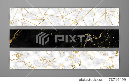 Black white marble web banner gold luxury set Black white marble web banner gold luxury set 78714499