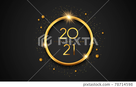 Happy New Year 2021 gold 3d ring black luxury card Happy New Year 2021 gold 3d ring black luxury card 78714598
