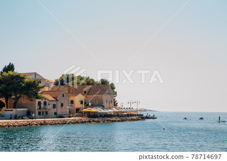 Primosten old town and adriatic beach in Croatia Primosten old town and adriatic beach in Croatia 78714697