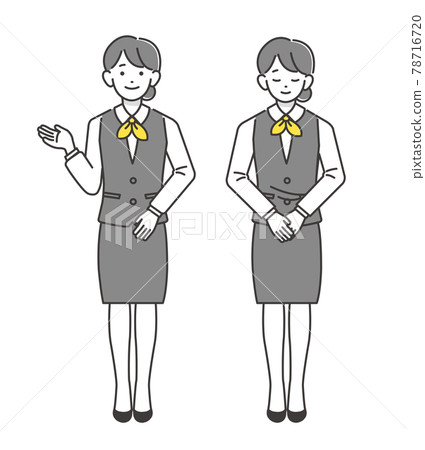 Vector illustration material / shop / department store of a female clerk who guides and bows 78716720