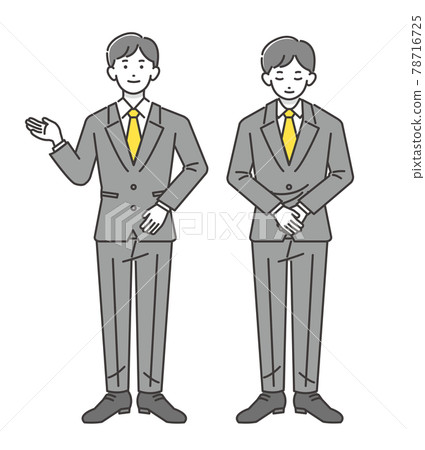 Vector illustration of a man in a suit bowing and guiding / Business / Please / Ritsurei 78716725