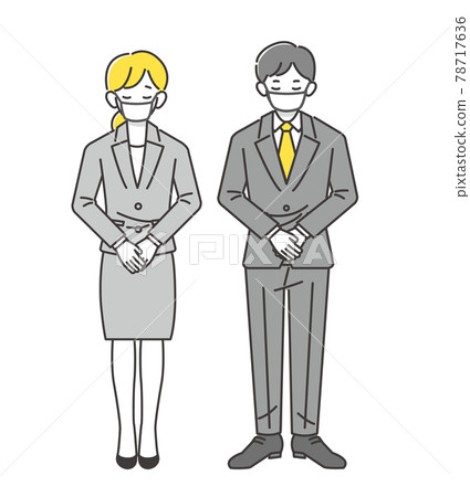 矢量插畫素材/面具/商業/道歉/感謝一個穿西裝的女人鞠躬 78717636