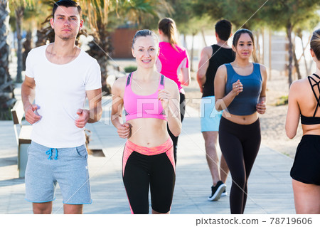 Active people during running training 78719606
