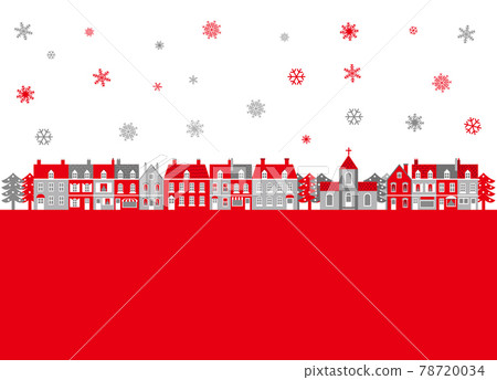 European-style cityscape and snowflakes inspired by Christmas 78720034