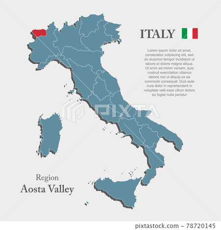Vector divided map country Italy, Aosta Valley 78720145