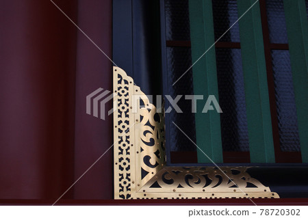 Tokyo, Sensoji main hall, side outer wall window covering lattice Tokyo, Sensoji main hall, side outer wall window covering lattice 78720302