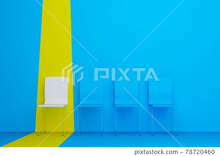 Outstanding chair in row. White chair standing out from the crowd 78720460