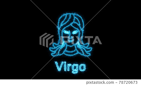 The Virgo zodiac symbol, horoscope sign lighting effect blue neon glow. Royalty high-quality free stock of Virgo sign isolated on black background. Horoscope, astrology icons with simple The Virgo zodiac symbol, horoscope sign lighting effect blue neon glow. Royalty high-quality free stock of Virgo sign isolated on black background. Horoscope, astrology icons with simple 78720673
