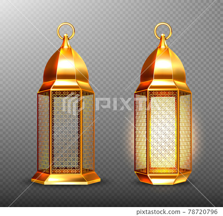Arabic lamps, gold arab lanterns with ornament Arabic lamps, gold arab lanterns with ornament 78720796