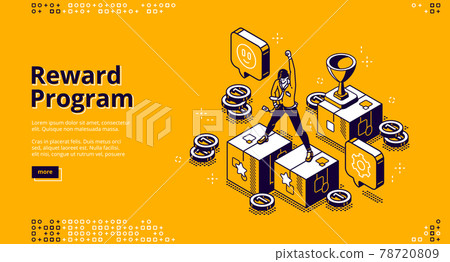 Reward program isometric landing page, cashback 78720809