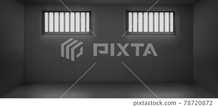 Prison cell with barred windows, jail interior Prison cell with barred windows, jail interior 78720872