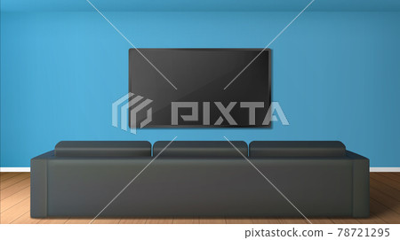 Empty living room with tv screen and sofa Empty living room with tv screen and sofa 78721295