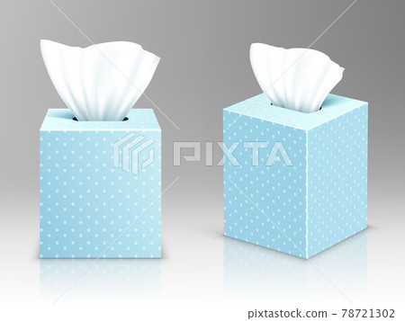 Paper napkin boxes open packages with tissue wipes Paper napkin boxes open packages with tissue wipes 78721302