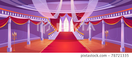 Hall interior with staircase in medieval castle Hall interior with staircase in medieval castle 78721335