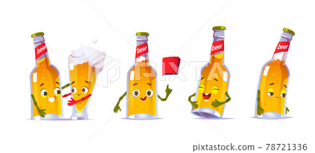 Cute beer bottle character with glass Cute beer bottle character with glass 78721336