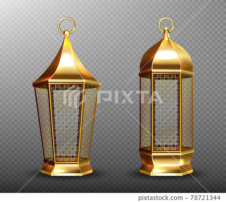 Arabic lamps, gold arab lanterns with ornament Arabic lamps, gold arab lanterns with ornament 78721344