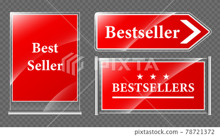 Best seller offer signboards and pointer icons set 78721372