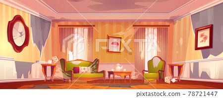 Old dirty living room in victorian style Old dirty living room in victorian style 78721447