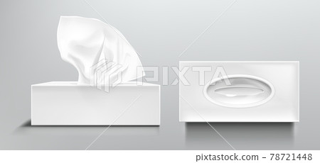 Open and closed box with white paper napkins Open and closed box with white paper napkins 78721448