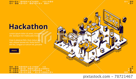 Hackathon isometric landing, software development Hackathon isometric landing, software development 78721467