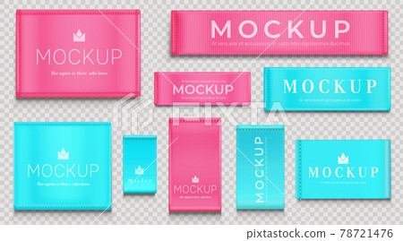Blue and pink fabric tag, cloth labels for textile 78721476
